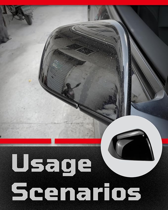 Side Mirror Caps Cover Compatible with Tesla Model Y 2021 2022 2023 2024 Black Mirror Covers