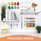 HUHOLE 25 Pack Black Pegboard Hooks 12 Inch – Heavy Duty Metal L-Hooks for 1/4" Peg Board – Garage Tool Organizer, Retail Dis