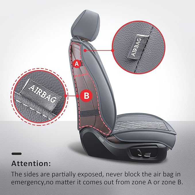MIROZO Front Car Seat Covers Gray,2PCS Leather Seat Covers Waterproof Automotive Seat Covers Car Seat Protector Universal Veh