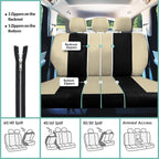 FH Group Light & Breezy Cloth Car Seat Covers, 7 Seater Three Row Set- Airbag & Split Ready -Universal for Cars Trucks and SU