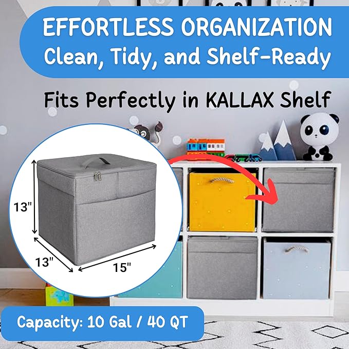 XL Toy Storage Organizer with Play Mat - Storage Bag/Box for Kids, Boys, Girls, Nursery, Playroom - Basket for Building Brick