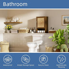 HITNET Bathroom Cabinet Wall Mounted, Medicine Cabinet with Single Rattan Door, Bamboo Hanging Storage Organizer Over Toilet,