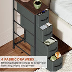 Somdot Narrow Dresser with 4 Drawers, Slim Storage Organizer Chest of Drawers with Removable Fabric Drawers for Small Spaces 