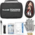 Car Emergency Safety Kit Bag with Jumper Cables, Tire Pressure Gauge, Auto Vehicle Safety Road Side Assistance Kits Essential