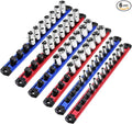 WORKPRO Magnetic Socket Organizer - 6-Piece Aluminum Alloy Socket Rail, Heavy Duty Socket Holder - Set: 1/4-Inch x 12 Clips, 