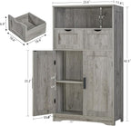 Iwell Storage Cabinet with 2 Drawers & 2 Adjustable Shelves, Kitchen Cabinet, Cupboard, for Living Room, Kitchen, Entryway, H