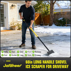 Jardineer Ice Scraper for Driveway, 60" Long Handle Snow Shovel with Thickened Blade, Multifunctional Metal Flat Shovel for Walkway, Garden, Garage Floor and Outdoor Cleaning