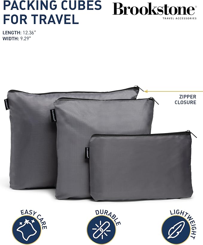 Brookstone Packing Cubes - 6 Piece Compression Packing Cubes for Travel Essentials - Luggage Sets Cube Storage Organizer Bags