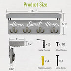 buways Key Holder Wall Mount with 4 Double Hooks-Solid Wood Wall-Mounted Organizer for Keys&Mail Rustic Key Rack Hanger Holde