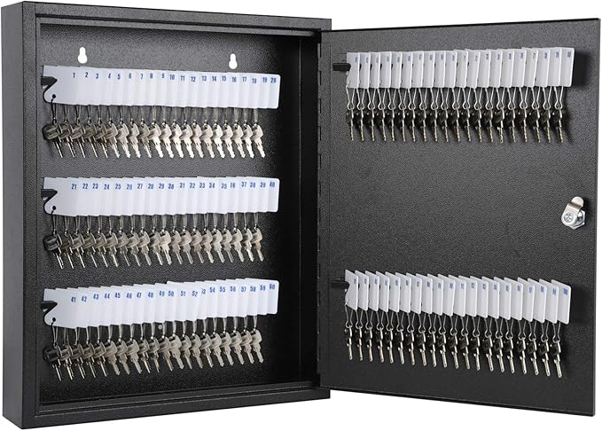 KYODOLED Key Storage Lock Box with Key, Locking Key Cabinet, 100 Key Management Wall Mount with Key Lock, Key Hooks & Tags Ke
