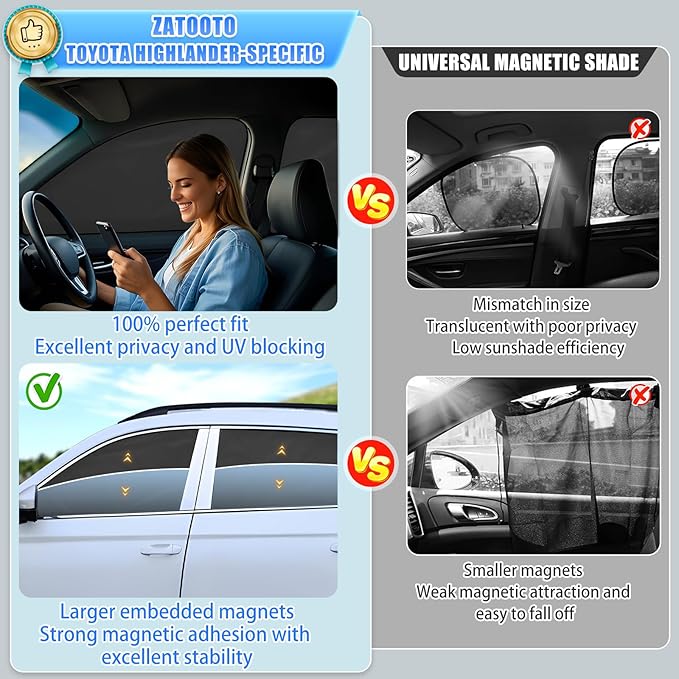 ZATOOTO Car Window Shades for Honda CR-V 2017-2022, 4 Pcs Magnetic Car Window Covers - 100% Block Light Privacy Curtains, Side Window Sun Shade for Baby Breastfeeding, Sleeping, Camping