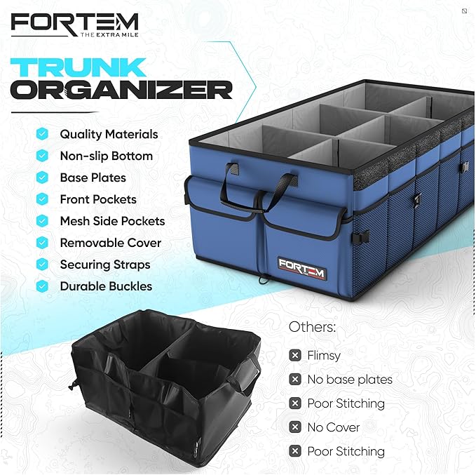 FORTEM Trunk Organizer For SUV Car Trunk Organizer, Foldable Storage, Car Accessories for Women Men, Collapsible Bag, Perfect C