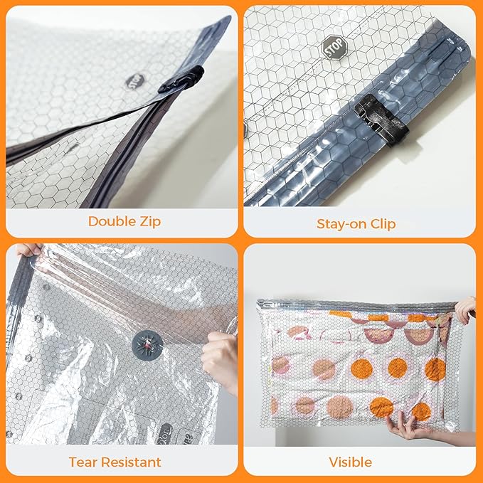 Travel Vacuum Seal Bags for Clothing with Portable Electric Pump, 9 Pack Space Saver Vacuum Storage Bag, Compression Packing 
