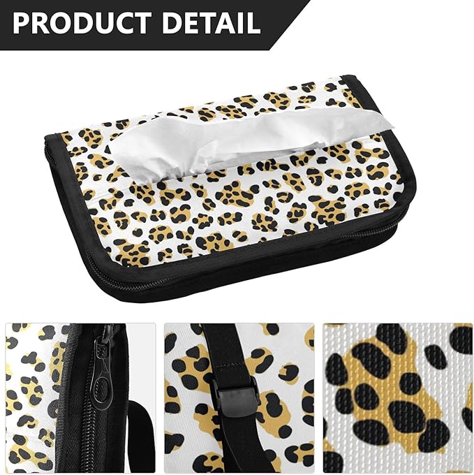 Car Tissue Holder Car Visor Organizer Tissue Box Holder for Car Sun Visor Organizer with Car Vehicle Accessories Essentials Interior for Women Men Yellow Leopard Pattern