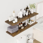 Dreamland 48" Floating Shelves for Wall, 12" Deep Slim Rustic Brown Floating Shelves, Wall-Mounted Shelves for Bedroom, Livin
