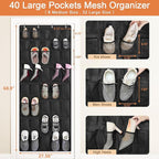 FENTEC 40 Large Pockets Over The Door Shoe Organizer, Mesh Hanging Shoe Organizer Shoe Rack for Closet Mesh Closet Shoe Holde
