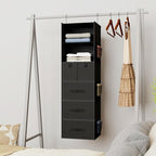 6-Shelves Hanging Closet Organizer with 5 Different Drawers, Foldable Closet Organizers and Storage for Wardrobe, Closet& RV,