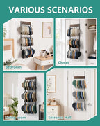FANGSUN 3-Tier Over the Door Hat Rack with 30 Movable Hooks – Wall Mounted Hat Organizer for Baseball Cap Storage, Cap Holder