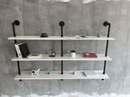 Industrial Pipe Shelving Rustic White Pipe Wall Shelves Industrial Shelves with Wood Planks Floating Shelves 60 Inch Farmhous