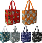 BeeGreen Animal Reusable Grocery Bags - W13*H13*D7 6 Packs Lightweight Shopping Totes with Long Handles, Water Resistant,Durable and Portable - Perfect for Groceries, Supermarket, Gifts, and More