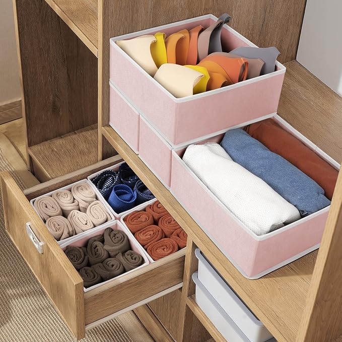 Criusia 8 Pack Underwear Drawer Organizer, Drawer Organizer Clothes, Foldable Cloth Storage Box Closet Dresser Drawer Divider