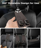 Luxurious Leather Car Purse Holder Hooks - 2PCS Multifunctional Headrest Hangers for Seat Back Storage (Brown)