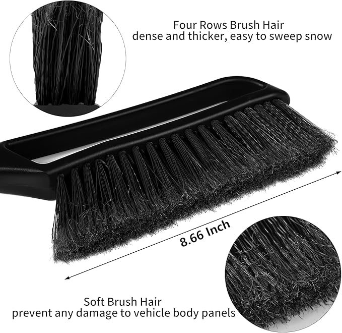 FOVAL 27" Snow Brush with Wider Ice Scraper (4.73" Width)(2 Pack), Snow Removal Car Brush with Comfortable Foam Grip for Cars, Trucks, SUVs, Windshield (Heavy Duty ABS, PVC Brush)