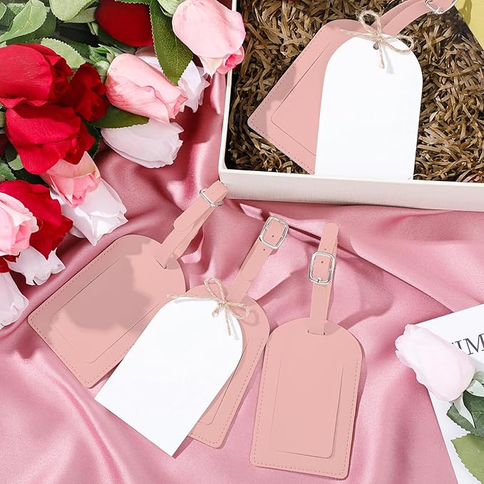 Amylove 48 Sets Leather Luggage Tags Bulk Wedding Favors Luggage Tags for Guests Bridal Gifts Wedding Bridal Shower Gift PU L