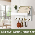 Rebee Vision Key Holder for Wall - Decorative Mail Organizer Wall Mount with 5 Key Hooks for Modern Farmhouse Apartment Essen