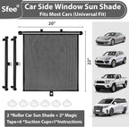 Sfee Car Window Shades for Baby-2 Pack Retractable Side Window Car Sun Shade Blocks UV Rays & Heat for Sun Protection Roller Sunshade Visor Window Shade for Kids,Passengers,Pets (20''x22'')