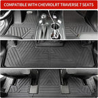 Floor Mats Compatible with 2018-2023 (Fit 2024 Traverse Limited) Chevrolet Traverse Cargo Liner Mat Back Seat Cover 7 Seat 2023 Chevy Traverse Accessories (Trunk Mat+Backrest Mats+Floor Mats)