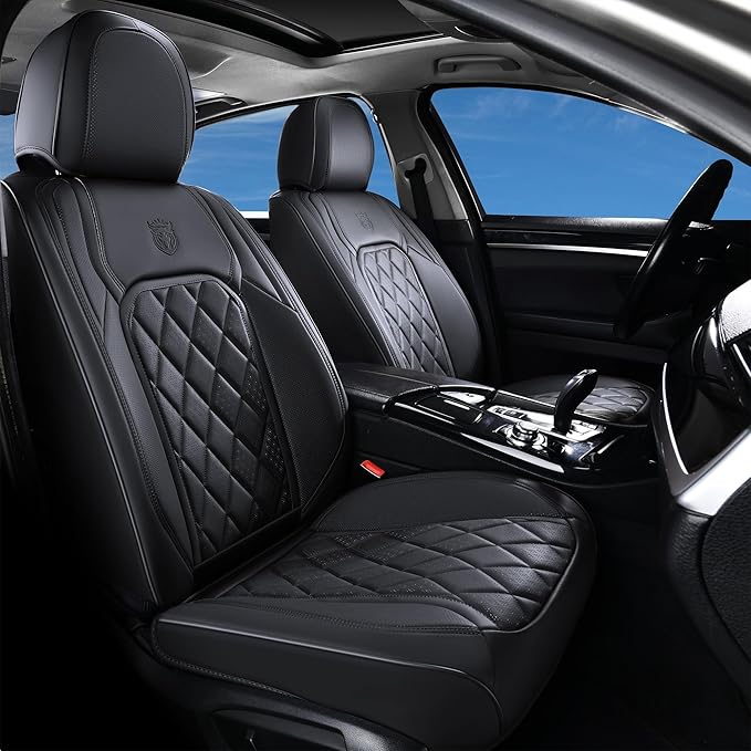 Coverado Car Seat Covers, Front Seat Cover, 2 Pack Waterproof Seat Covers for Cars, Luxury Faux Leather Car Seat Cushions, Ca