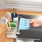 Cisily Sponge Holder for Kitchen Sink, Sink Caddy Organizer with High Brush Holder, Kitchen Countertop Organizers and Storage