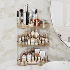 Asayuee 3-Tier Corner Bathroom Counter Organizer with Top Toothbrush Holders,Large Makeup Organizer Countertop with Brush Hol