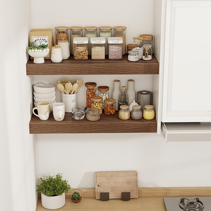30 Inch Floating Shelves, 12" Deep Floating Shelf Wall Mounted, 30" Wall Shelves, Rustic Deep Bookshelf, Extra Deeper & Thick