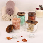 Tbestmax 4 Pack Qtip Holder Bathroom Container, 10/7oz Cotton Ball/Swabs Dispenser, Apothecary Jar with Bamboo Lids for Organ