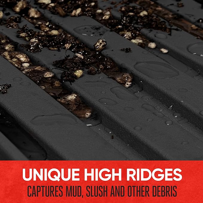 Motor Trend FlexTough™ Heavy Duty Black Rubber Car Floor Mats All Weather & Cargo Liner for SUV Full Set - Universal Trim to Fit Automotive Floor Mat & Trunk Mats for Cars Interior Accessories