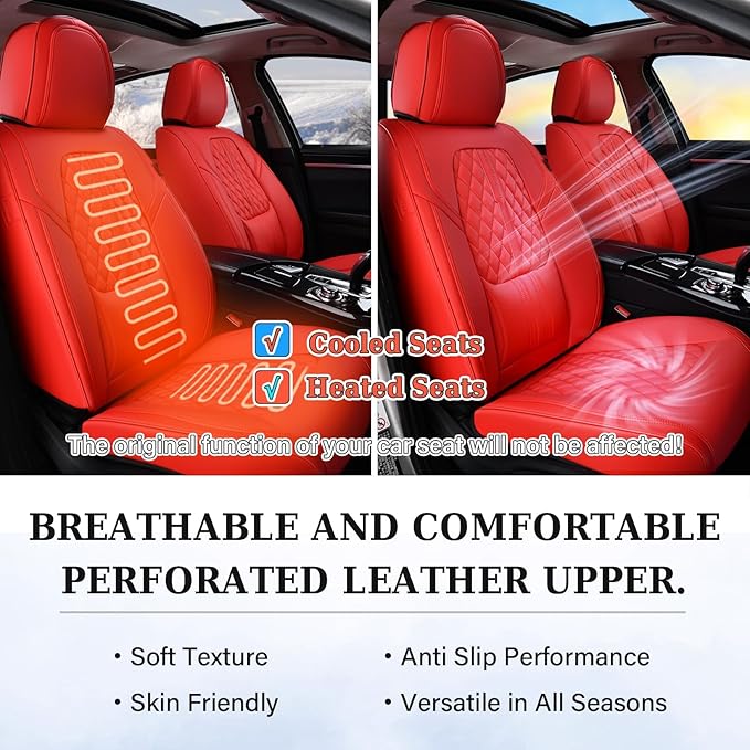 Coverado Seat Covers, Car Front Seat Covers with Backrest, Nappa Leather Car Seat Protectors,Waterproof &Breathable,Anti-Slip