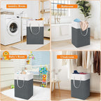 TasticTotes laundry basket 3-Pack, laundry hamper, Hamper with handles, collapsible laundry baskets, Waterproof dirty clothes