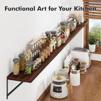 Floating Shelves for Wall, 24W x 8D Wide Bookshelf with Brackets Set of 3, Wood Wall Mounted Shelves for Living Room, Kitchen