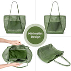 KALIDI BeachNylon Mesh Tote Bag, Casual Tote Bag Hobo Women Foldable MAX 23L Shoulder Bag For Beach Picnic Vacation