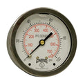 Winters 2-1/2" Dial Size, Liquid Filled Industrial Pressure Gauge, Brass Internals, 304 Stainless Steel Case, Dual Scale 0-100 psi/kPa, 1.5% Acc, 1/4" NPT Back Mount, Glycerin Filled Pressure Gauge