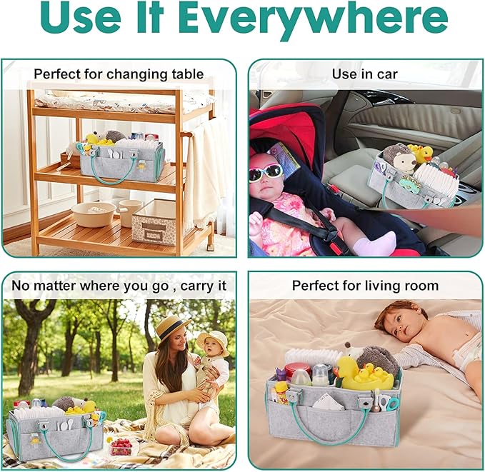 Baby Diaper Caddy Organizer for Boy or Girl Large Nursery Storage Bin Basket Portable Holder Tote Bag for Changing Table and 