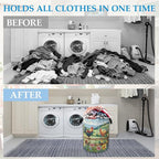 Rooster Laundry Hamper Farm Floral Laundry Basket Collapsible Portable Clothes Toy Storage Bin for Bathroom Bedroom Room Deco