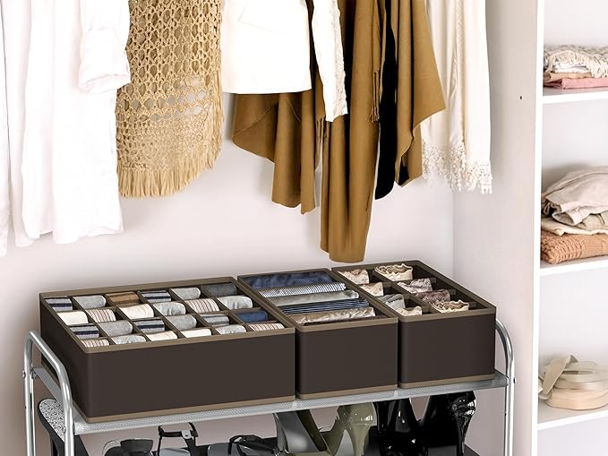 Simple Houseware 4-Pack Drawer Organizer Set - Closet Dividers for Underwear, Socks, Bras, Scarves, Ties - Foldable Non-Woven