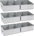 DIMJ Large Closet Shelf Organizer Bins 6 Packs with Handles and Divider, Fabric Trapezoid Storage Baskets, Foldable Clothes C