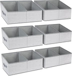DIMJ Large Closet Shelf Organizer Bins 6 Packs with Handles and Divider, Fabric Trapezoid Storage Baskets, Foldable Clothes C