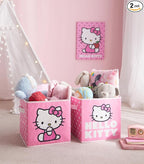 Hello Kitty Set of 2 Durable Storage Cubes with Handles, 10"x10"x10" Cubes