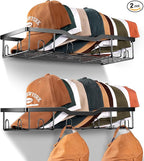 KEETDY Metal Hat Racks for Baseball Caps Wall Hat Organizer Fit 48 Caps Holder, 2 Packs Sturdy Wall Mounted Hat Storage Organ