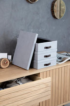 Bigso Oskar Canvas Fiberboard Document Letter Box | File Organizer Document Box for Important Paperwork | Document Storage Bo